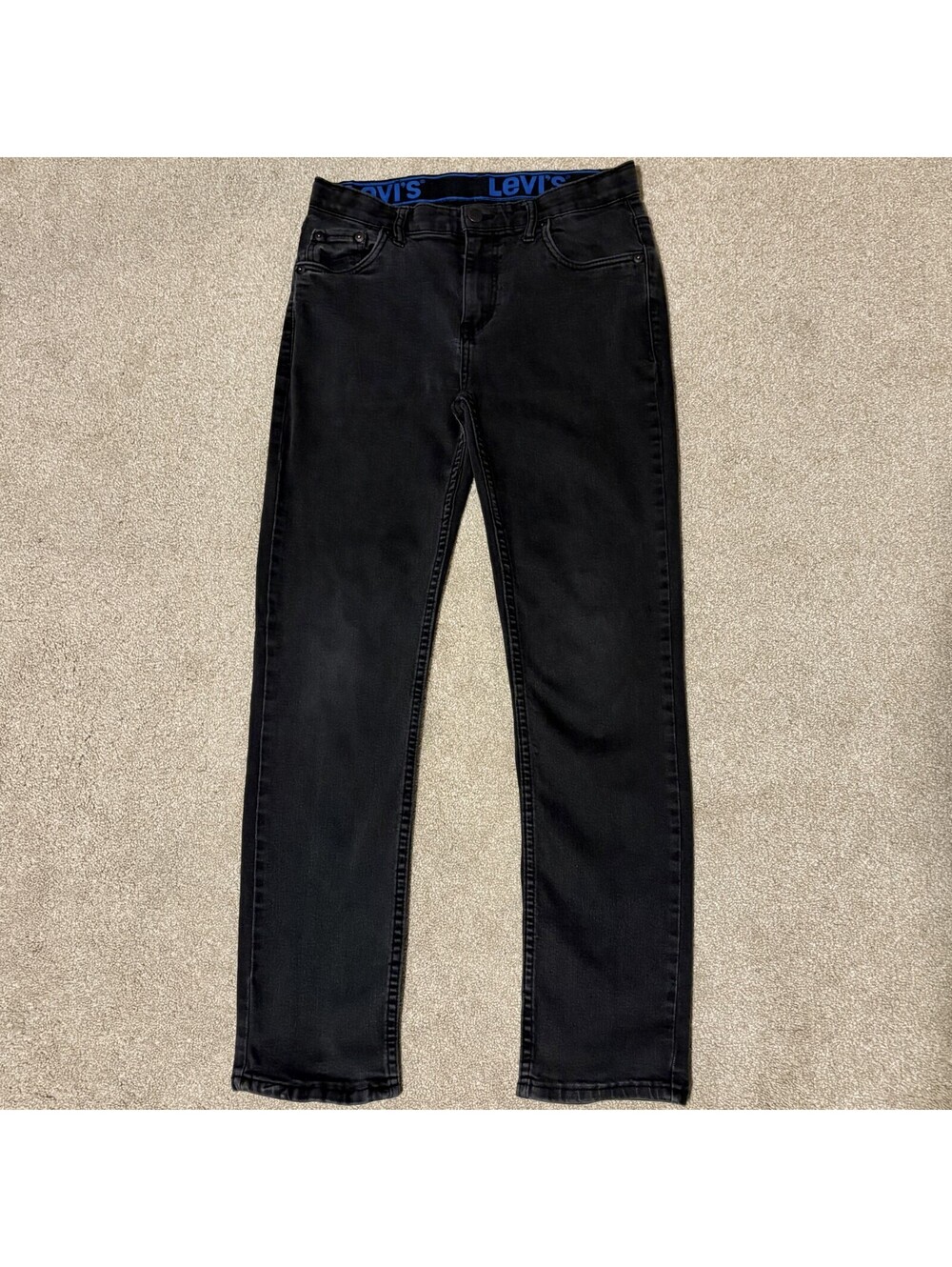 Levi’s 502 Kids Boys 16 Reg 28x30 Tapered Jeans Black Elastic Waist (fits 28x28)